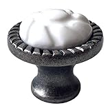 Henkel & Griffe KJJFIPCXP Schubladengriffe, 12,7 cm, Weiß, antikes Zinn, Keramik, Schrankgriff, Porzellan, Kommode, Griffe, Knopf, Küchengriffe, Hardware, 128 mm Mitten(Knob)