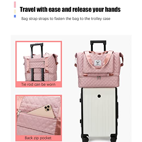 Large Capacity Folding Travel Duffel Bag, Expandable Sports Gym Bag, Portable Lightweight Dry Wet Waterproof Oxford Fabric Weekender Shoulder Bag for Sports Gym Vacation(Black)3