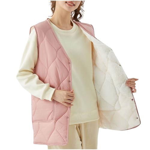 Fleece Lined Quilted Gilet for Women Soft Fluffy Sleeveless Vest Bodywarmer