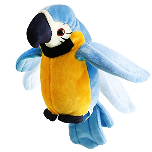 Houwsbaby 9'' Blue Electronic Musical Talking Parrot Plush Toy
