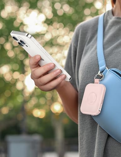Image of RORRY CharmGo Portable Charger, 5000mAh Portable Charger Power Bank with Built-in Cables, Travel Keychain Battery Pack for Apple Watch and iPhone Air /17 /16 /15 /14 /13 /12, Pink