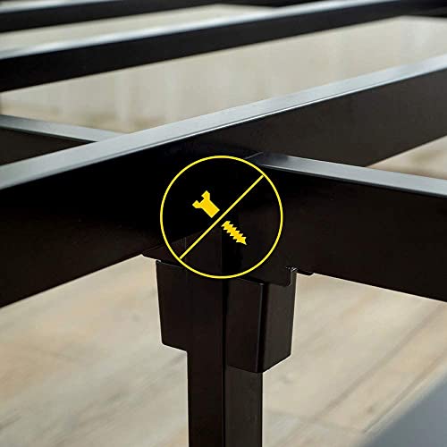 Urbanlab Quicklock Metal Platform Queen Bed Frame | Quiet & Sturdy | No Box Spring Needed | 14 Inch Mattress Foundation Metal Bed Frame Queen Size | 3500 Lb Limit Queen Platform Bed Frame #TOP5