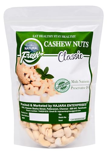 Image of HAJARA Tasty Cashew Nuts | 500 Grams | Unroasted Kernels | Rich in Flavor & Nutrients | Perfect Snack Option | Freshly Packed for Optimal Taste | Vegan-Friendly and Multi Nutrients.