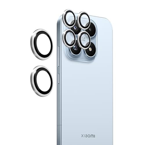 Image of amazon basics Camera Glass Lens Protector Ring for Xiaomi 17 5G Case Friendly with Edge to Edge Coverage and Easy Installation (Silver)