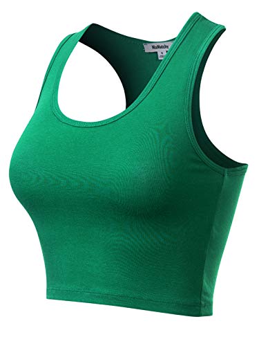 MixMatchy Women's Casual Basic Sports Crop Tank Tops Racerback Running Yoga Tanks Cotton Sleeveless Gym Shirts