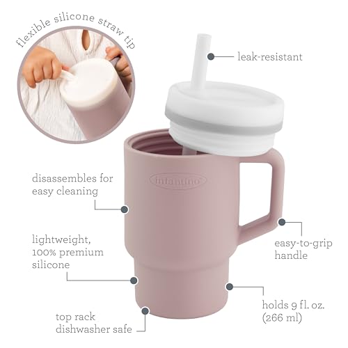 Image of Infantino My 1st Tumbler 266 ml Silicone Straw Cup - Pirouette, Leak-Resistant, Lightweight Premium Silicone, Fits Stroller & Car Seat Cup Holders
