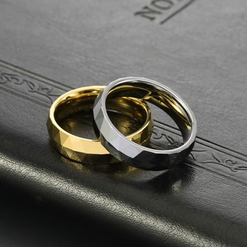 Bague tungstène homme argent alliance mariage bijoux à losanges géométriques - 3