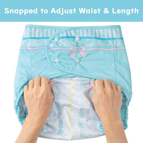 Image of Littleforbig Washable Adjustable Reusable Waterproof Cloth Adult Diaper Wrap Cover One Size - Potty Pants Pattern