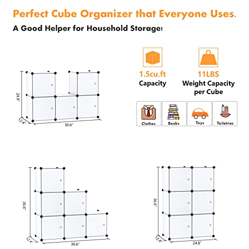 C&Ahome Cube Storage Organizer With Doors, 6-Cube Shelves, Closet Cabinet, Diy Plastic Modular Bookshelf Ideal For Bedroom, Living Room, 36.6”L X 12.4”W X 36.6”H White Usbtm3006B-Door #TOP4