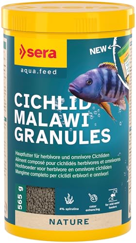 sera cichlid malawi granules 1 L (565 g) | mangime completo in granuli per Ciclidi dell'Africa orientale 1.000 ml | senza coloranti e conservanti