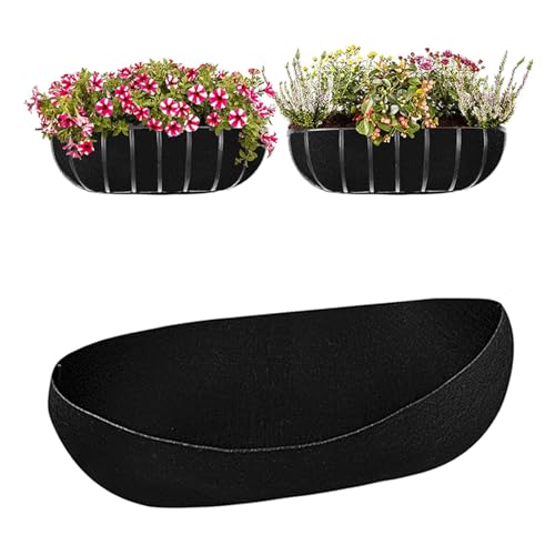 Tissting 3Pcs Planter Basket Liners, 20cm/7.9in Felt Hanging Planter Liners Black Flower Basket Liner Replacement for Hanging Plant Flower Vegetables Garden Fence (30in)