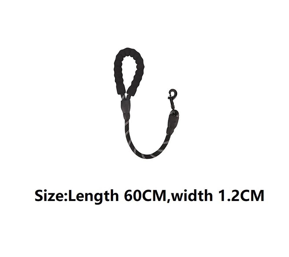 Guinzaglio per cani， Guinzaglio corto for cani, guinzaglio nero resistente for animali domestici, riflettente rotondo for dog walker, collare for, for