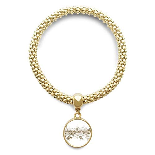 Bracelet pont de la rivière chaîne anti-ternissement pendentif rond