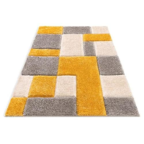 Image of Ultra-Soft Shaggy Carpet (4 X 6 FEET, Grey Yellow Ivory) Fluffy, Cozy & Durable Area Rug for Living Room, Bedroom & More ? Premium Modern Design