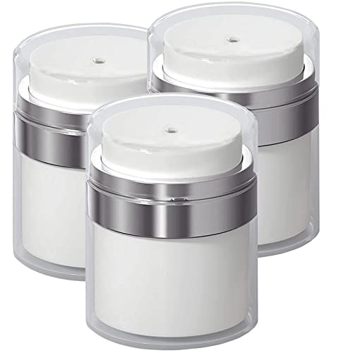 Ulife Mall Airless Pumpspender, 3 Stück 50ml Pumpspender Leer Airless Creme Pumpe Flasche Vakuumcreme Gläser Nachfüllbare Lotion Gläser Creme Spender mit Deckel für Reise Home Verwendung