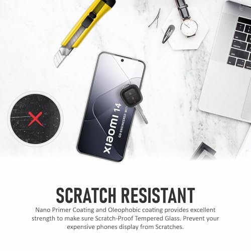 Image of Premium Tempered Glass Screen Protector Compatible For Xiaomi 14 5G Cellphone (6.36 Inch,Pack Of 1)|Edge To Edge Coverage Full Protection With Installation Kit