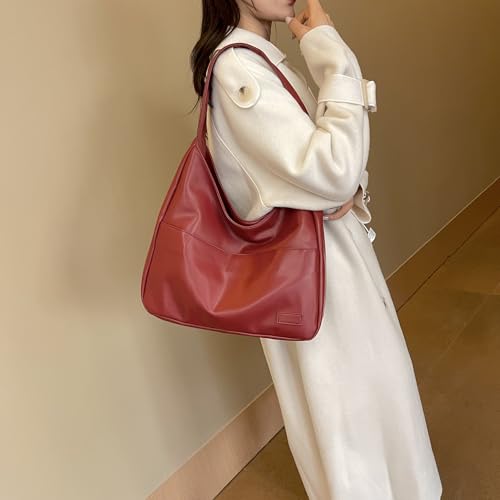 Image of Tote Bags for Women,Faux Leather Shoulder Hobo Purse Soft Slouchy Work Handbag for Work Travel 2pcs