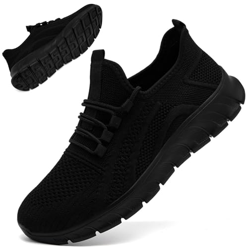 EKRBXA Womens Running Shoes Tennis Sneakers Non Slip Walking Gym Slip on Lightweight Workout Athletic Shoe Black Size 10