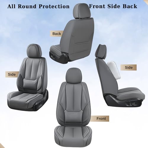 Image of Coverado Seat Covers, Car Seat Covers Front Seats, Car Seat Cover, Car Seat Protector Waterproof, Car Seat Cushion Nappa Leather, Gray Seat Covers Carseat Cover Universal Fit for Most Cars