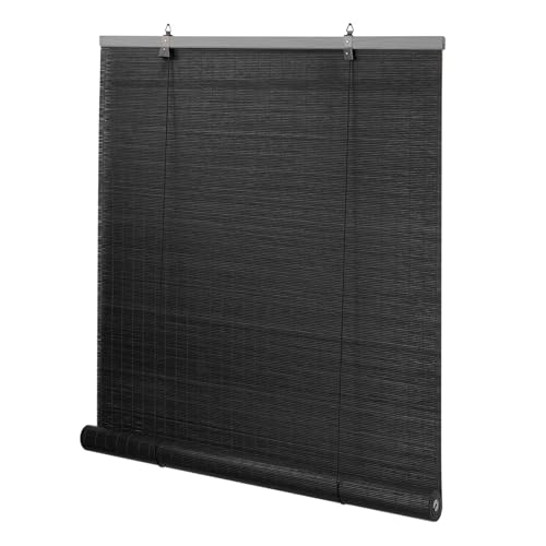 Persianas de bambú para ventanas interiores, persianas romanas para ventanas interiores o porches, persianas de bambú con dispositivos de elevación, fácil de instalar
