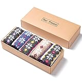 Diealles Shine 5 Pares Calcetines Termicos de Mujer, Mujeres Gruesas de Lana Mezcladas Cálidas Calcetines Vintage