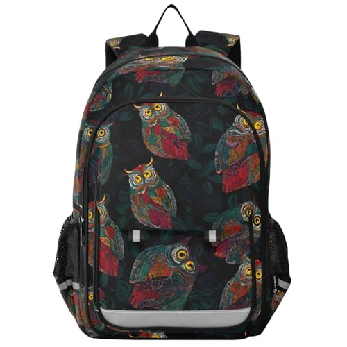 Sac à dos pour ordinateur portable à motif hibou avec grand volume décontracté