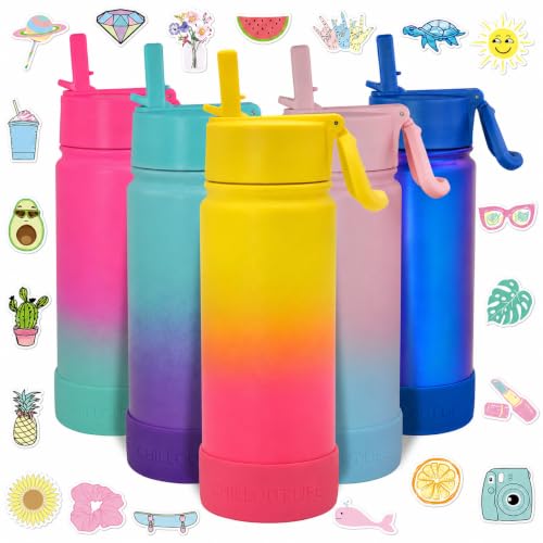 CHILLOUT LIFE 17oz Kids Insulated Stainless Steel Water Bottle w/Straw Lid
