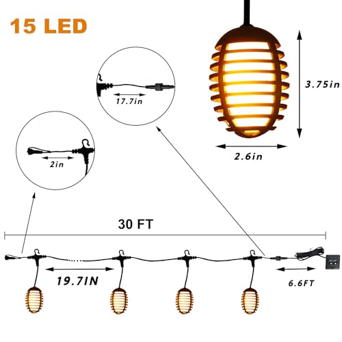 Luces solares para exterior, 30 pies, 15 LED miniatura 3