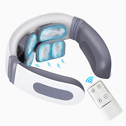 HUIHAO Masseur De Cou avec Chaleur, Masseur De Cou sans Fil pour Soulager La Douleur avec 5 Modes 12 Niveaux De Tissus Profonds, Massage du Cou Rechargeable avec Télécommande pour La Maison