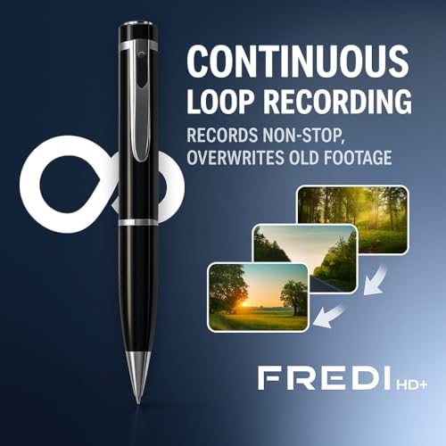 Image of FREDI HD PLUS 1080P Full HD Pen Camera with Audio & Video Recording | 80 Min Rechargeable Battery | 128GB SD Card Support | USB & OTG Playback | Portable Recorder for Meetings & Classes
