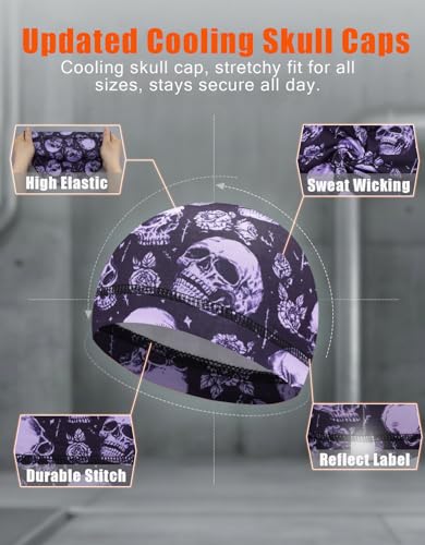Image of Sweat Wicking Skull Caps Cooling Helmet Liner Hat Running Beanie Cycling Skullcap Sleeping Cap for Men Women