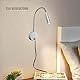 Leselampe Bett Wandmontage Dimmbar LED Bettlampe Wand mit Stecker, USB-Ladeanschluss, Touch Schalter, 230V Aluminium Flexible Schwanenhals Bettleuchte mit Kabel, Wandleuchte für Schlafzimmer, Silber