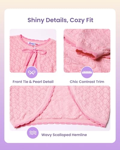 Image of Girls Cotton Knit Shrug Cardigan with Long Sleeve Ruffle Hem