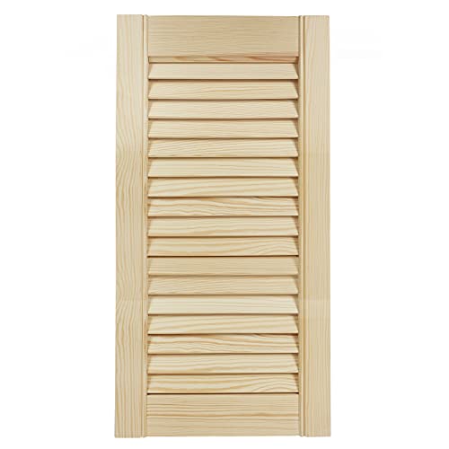 DecoMeister Puerta de Lamas Tipo Persiana de Lumbrera de Celosía de Madera Maciza de Pino Para Armarios Frente de Mueble con Listones Abiertos de Dimensiones 294x606 mm Producto Individual