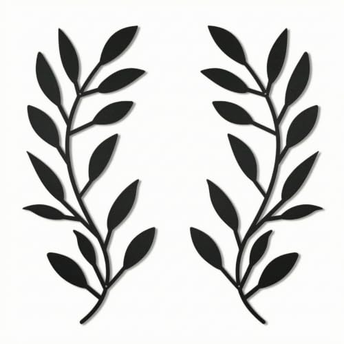 Feuilles noires en métal pour habiller un mur blanc triste, lot 2 branches vigne CAQYPVH