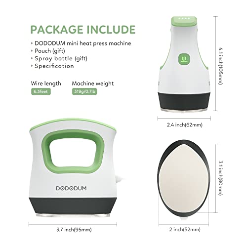 Dododum Mini Heat Press Machine Easy To Use For T Shirts Shoes Hats Small Htv Iron-On Vinyl Projects Portable Heating Transfer Iron Green #TOP5