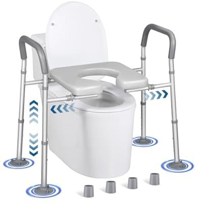 LOLLIDO FSA/HSA Eligible Raised Toilet Seat with Handles - Width & Height Adjustable Elevated Toilet Seat Risers for Seniors - Multi-Use Toilet Riser with Handles for Seniors, Handicap, Pregnant