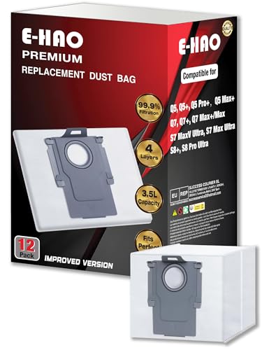 E-HAO 4 パック 使い捨て真空ダストバッグ交換用 Roborock S8 Pro Ultra、S8+、S7 Max/MaxV Ultra、Q8/Q7/Q5 Max+、Q5 Pro+、Q7+、Q5+用
