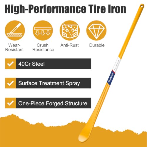 Image of 2PCS Tire Bar,33220 Mt and Demount Spoon Tire Tools, 30 in,11 /16 in,Yellow