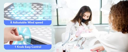 Professional Nail Dust Collector, 1600PA Portable, 10 Speeds, Matte White, Modern, Lightweight, Nail Vacuum for Home & Salon, Disposable Filter Papers