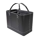 HOME DISTRICT Chic File Organizer Tote - Important Document Organizer Bag, Portable File Box with Handle, Black