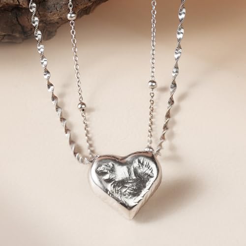 D-POW Heart Necklace for Women Sterling Sliver Layered Necklaces for Women Pendant Necklace Dainty Layering Necklaces Jewelry for Women Birthday Gifts2