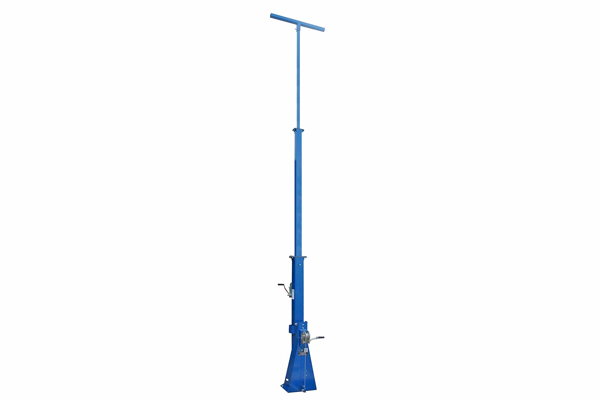 30' Telescoping Light Mast - 12-30' Stationary Three Stage Light Tower - 360 Degrees Rotating Boom - 12/3 Coiled Cable - Powder Coat Blue Finish
