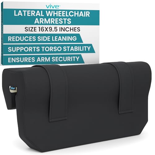 Vive Lateral Support Arm Trough for Wheelchair (1 Pc)- Armrest Pad Cushion Attachment - Arm & Elbow Rest Pillow Accessory for Elderly & Stroke Patients - Ergonomic Universal Fit, Easy Clean Waterproof