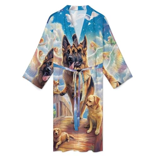 Albornoz de perro pastor alemán para hombre bata larga de diseño arcoíris 4