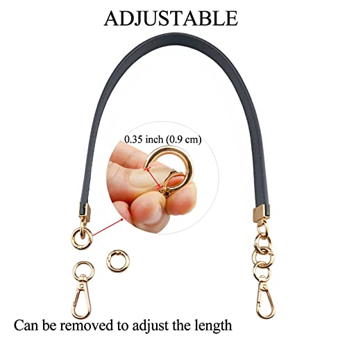 BEAULEGAN Leather Handbag Handles - Short Strap Replacement for Shoulder Bags 2 PCS, 60 cm Long (Black/Gold) - Image 4