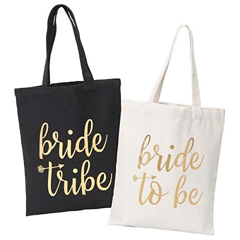 Bride Tribe Bags- Bridesmaid Canvas Totes and Bride Bag (12 Pack) Cover