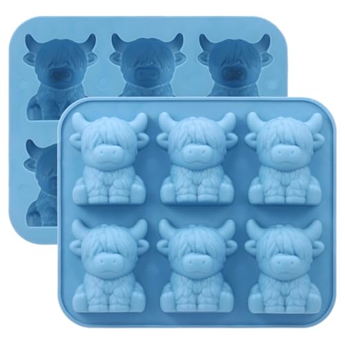 Moldes de silicona para hielo con diseño Highland Cow 3D, 2 unidades miniatura 1