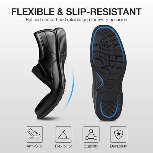 HEEZ Mens Loafers, Split Leather Oxford Dress Shoes for Men, Formal Casual Business Shoes3