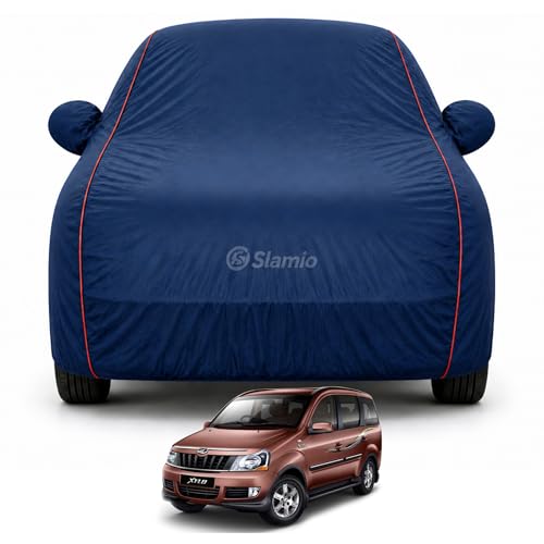 Image of Premium 100% Waterproof Car Cover for Mahindra Xylo Model | All-Weather, UV & Dust Protection | Heavy-Duty 3-Layer Fabric | Custom Fit with Mirror & Antenna Pockets | Navy Blue